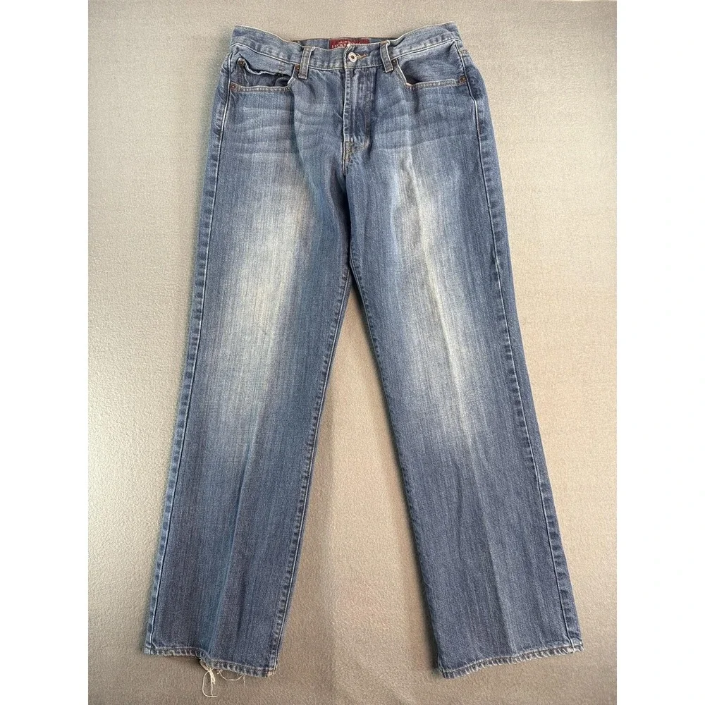 Lucky Brand 181 Jeans Mens 32x32 Medium Wash Blue Relaxed Straight Denim Casual